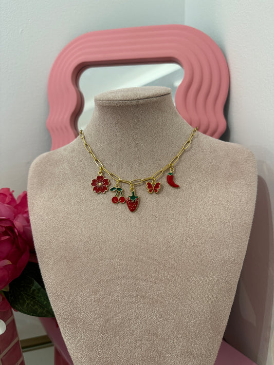 COLLIER CHARM RED LOVE